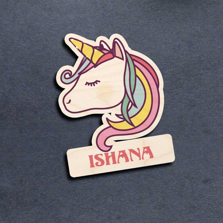 Personalized Printed Unicorn Theme Wooden Fridge Magnet