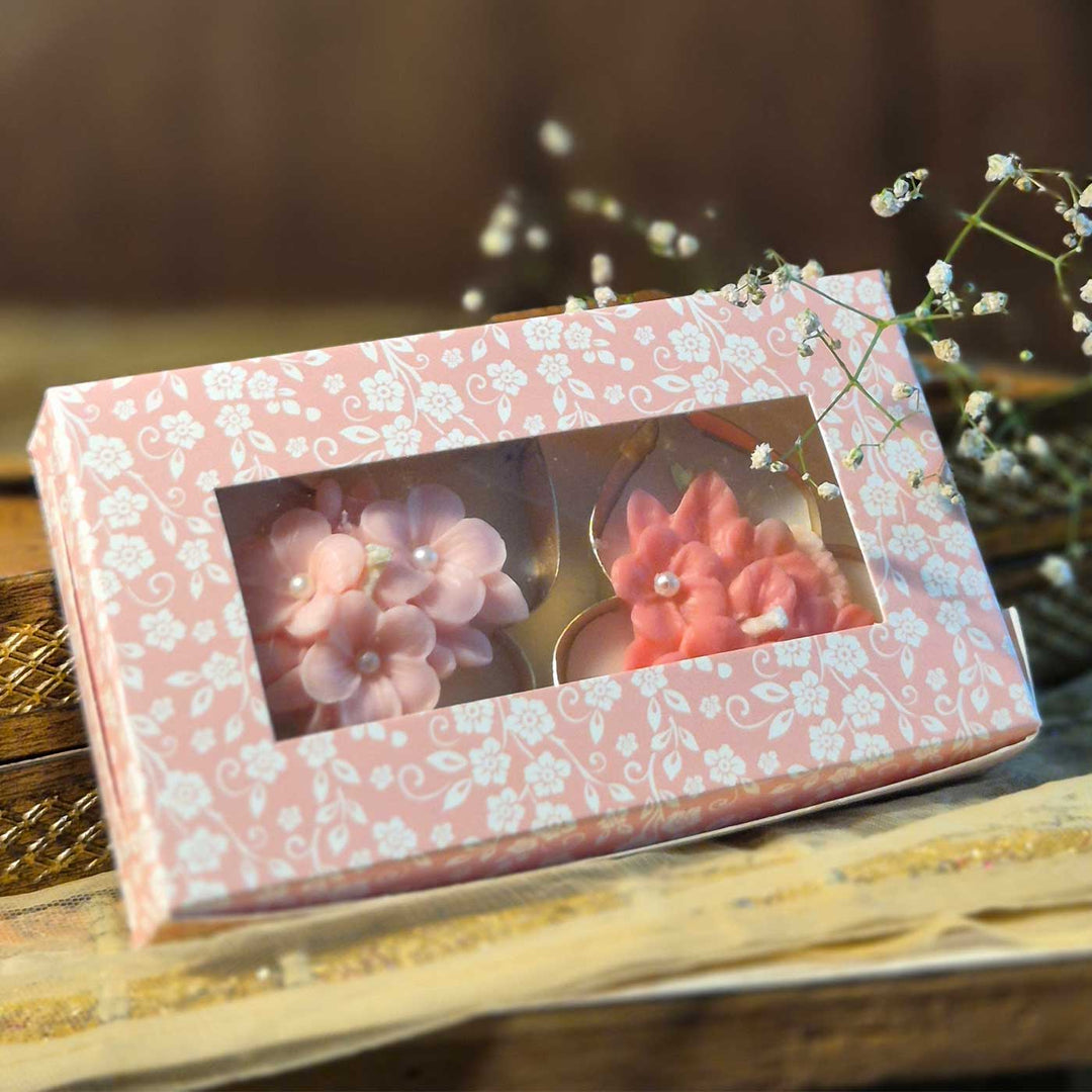 Set Of 2 | Handmade Tri Deep Floral Design Soy Wax Scented Candle