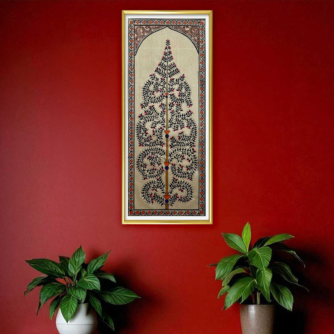 16 X 6 Inch | Handmade Tussar Silk Tree Of Life Painting
