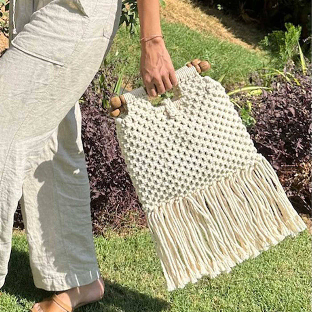 Handmade Macrame Boho Tote Bag