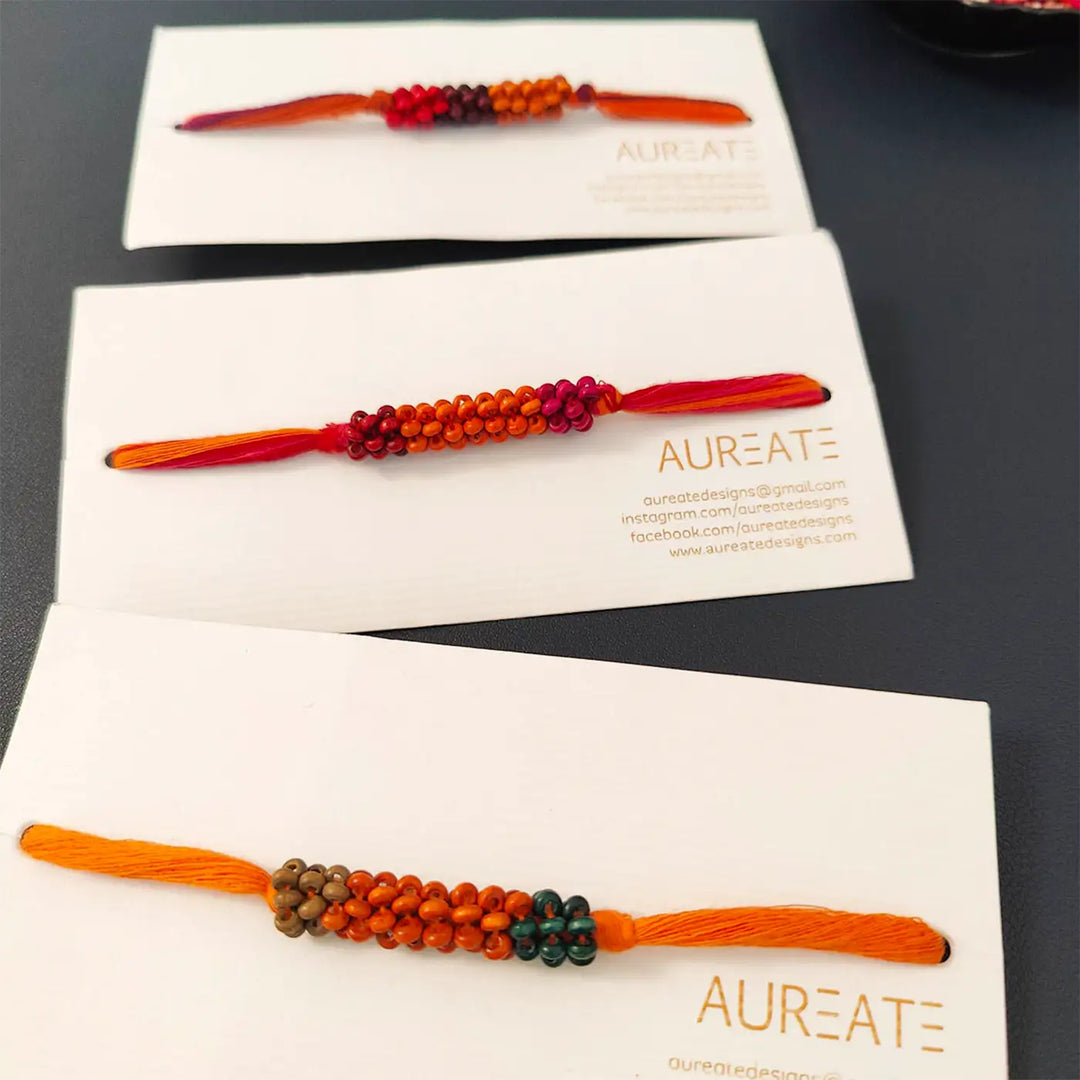 Handmade Multicolour Beaded Rakhi With Roli Chawal