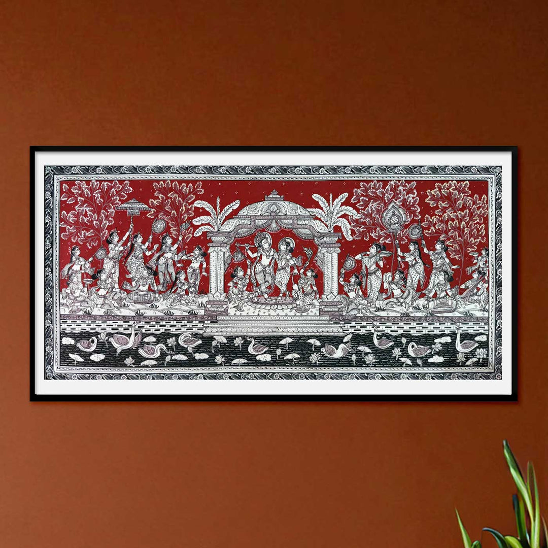 18 X 40 Inch | Handmade Canvas Yamunaras Painting