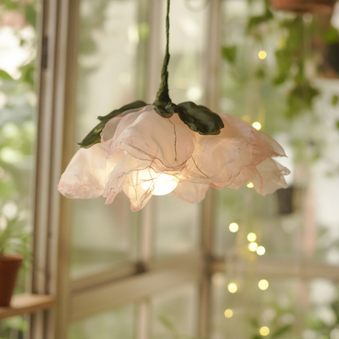 Elegant Organza White Flower Hanging Lamp | Premium Statement Lighting