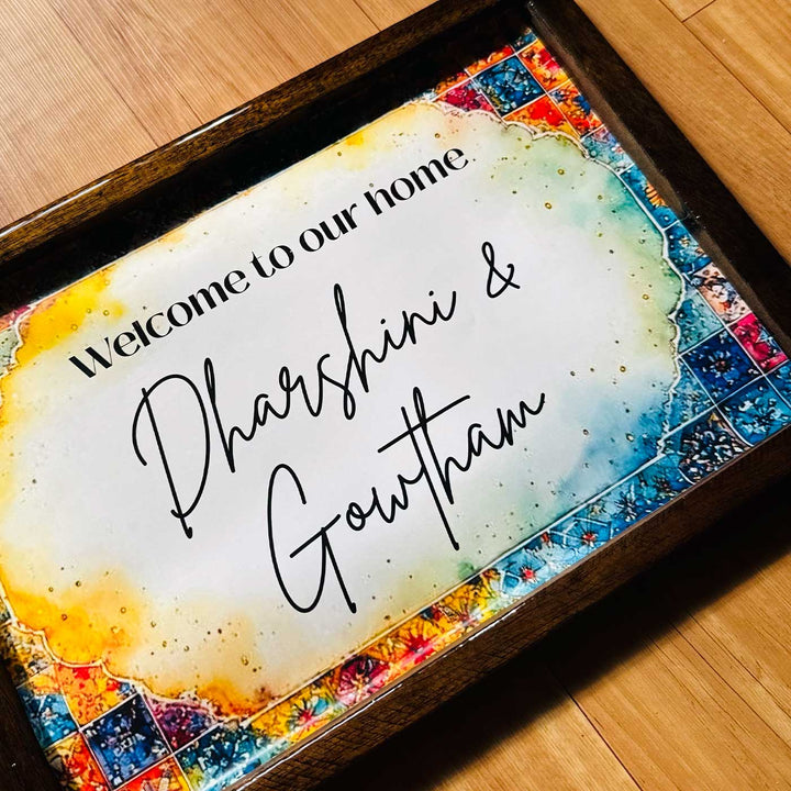 Vibrant Vintage Personalized Resin Wooden Frame Name Plate