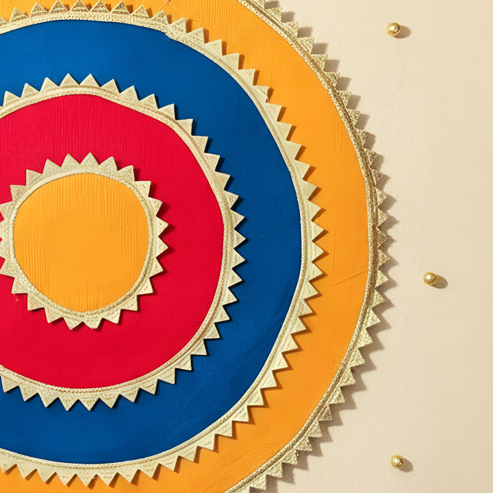 Handmade Round Raw Silk Pooja Asan/Rangoli Mat | Set Of 4