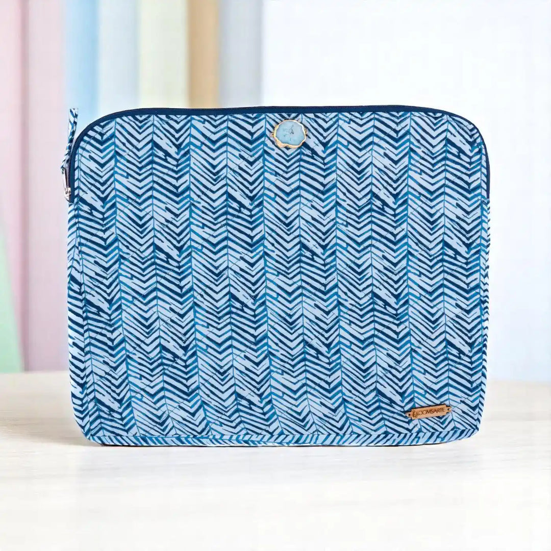 Buy Blue Zebra Cotton Stylish Ecofriendly Laptop Sleeve With