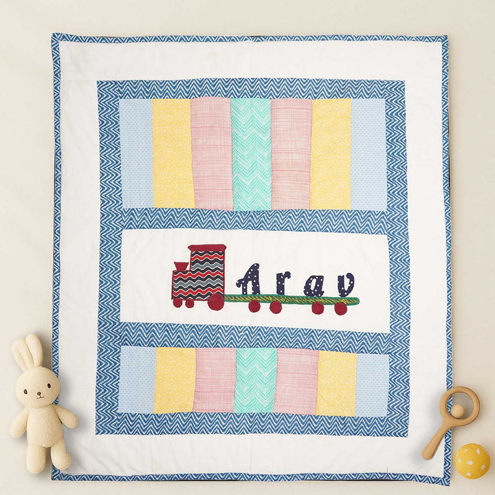 Personalized Steam Engine Theme Cotton Quilt For Kids