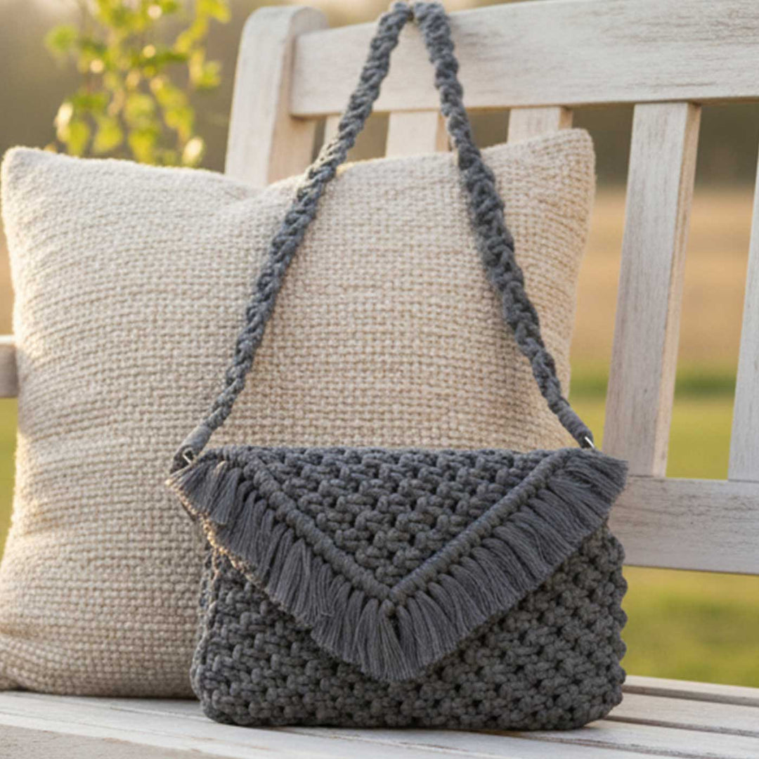 Handmade Macrame Clutch Bag With Sling