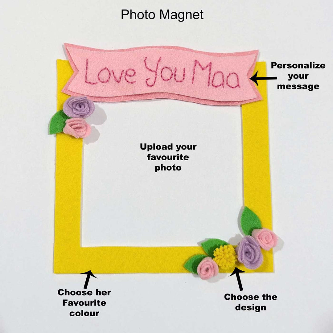 Photo Personalized Handmade Floral Theme Felt Fridge Magnet