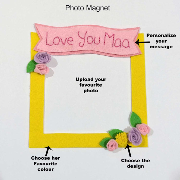 Photo Personalized Handmade Floral Theme Felt Fridge Magnet