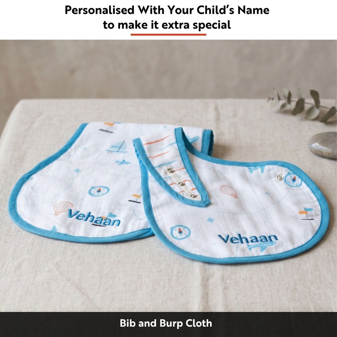 Personalized Doodle Arrows Bib & Burp Set | 0-4 Years