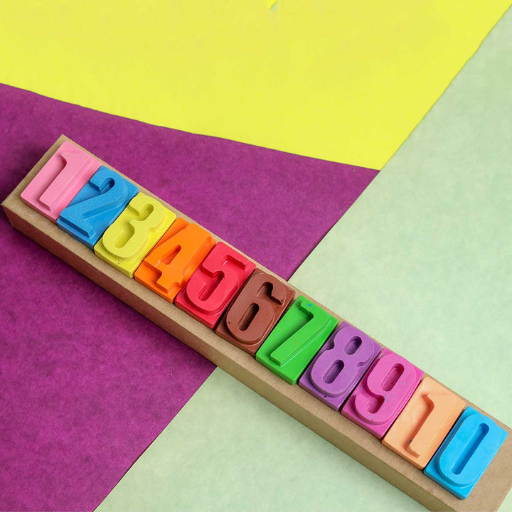 Handmade Non-Toxic Numbers 1 -10 Crayons | Set Of 11