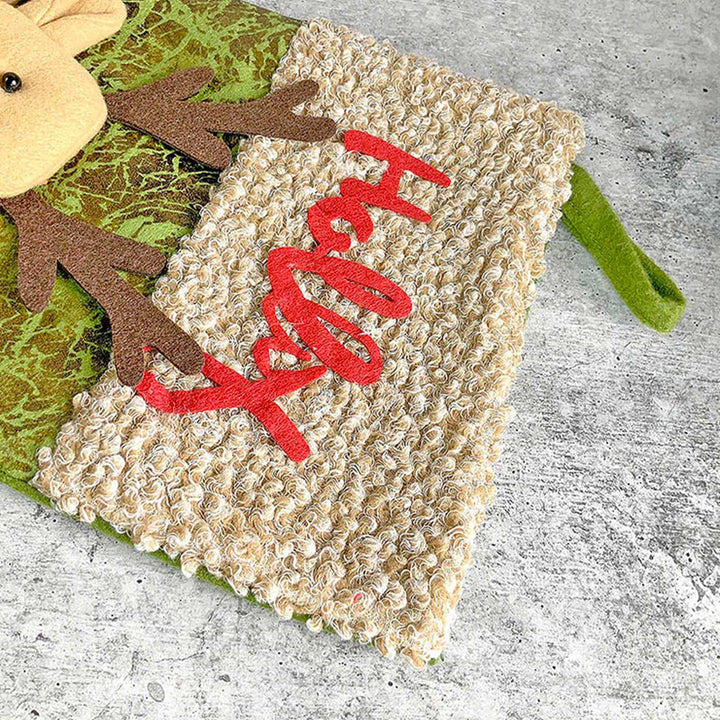 Handmade Holly Santa Cotton Stockings For Christmas Decoration