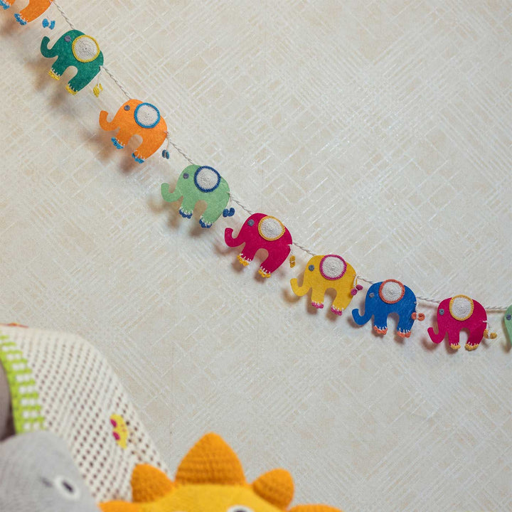Handmade Crochet Elephant Trail Design Bunting