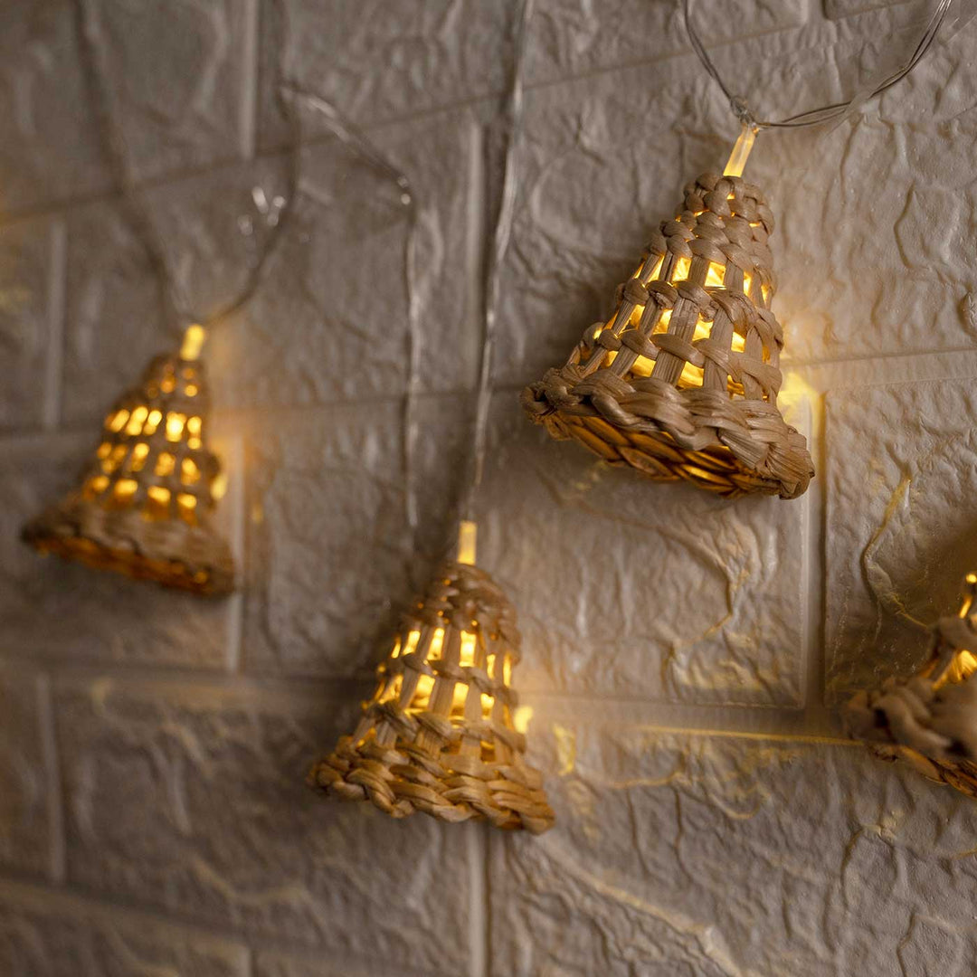 3m, 13 Bulbs | Handmade Banana Bark Bell Fairy Lights