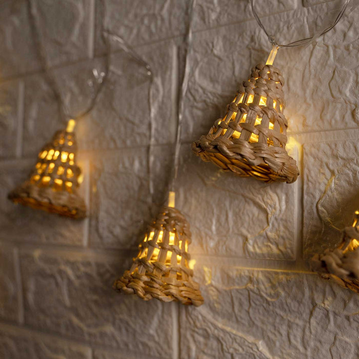3m, 13 Bulbs | Handmade Banana Bark Bell Fairy Lights