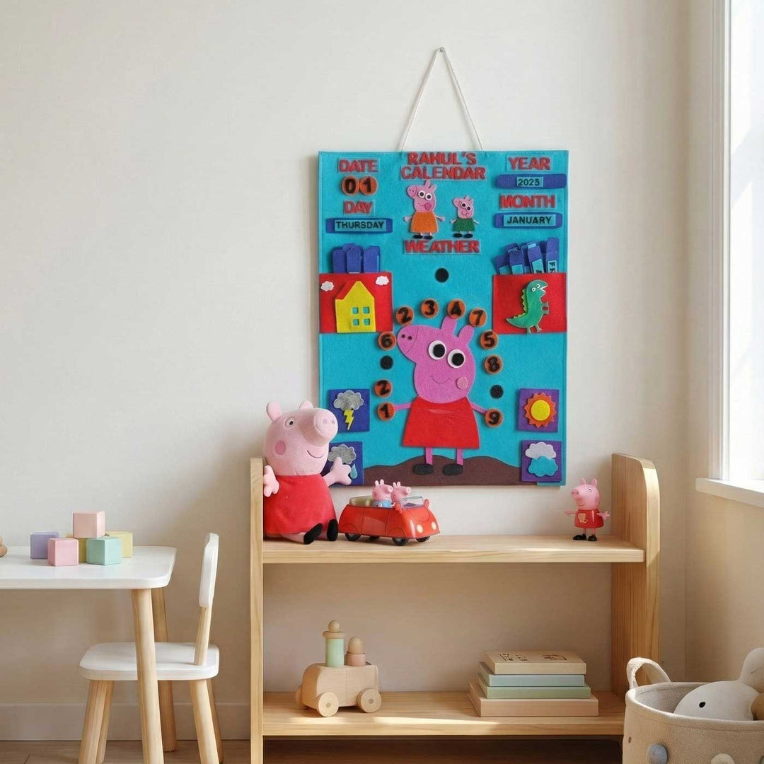 Personalized Handmade Peppa Pig Theme Felt Wall Calender