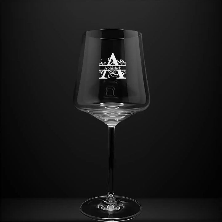Personalized Engraved Monogram Design Wine Glass | 435 ML