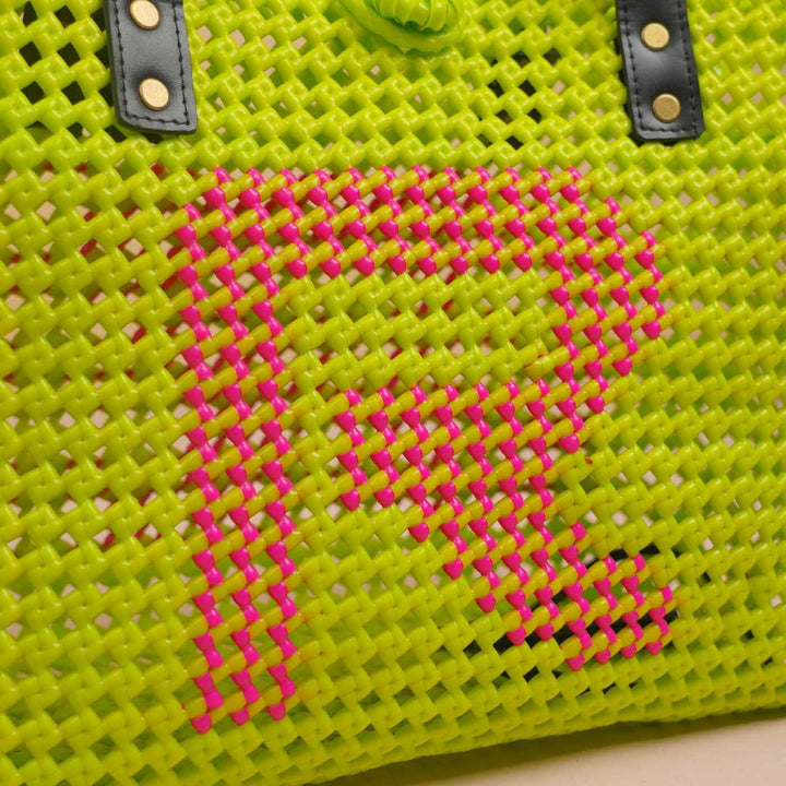 Personalised Green & Pink Monogram Handmade Koodai Tote Bag