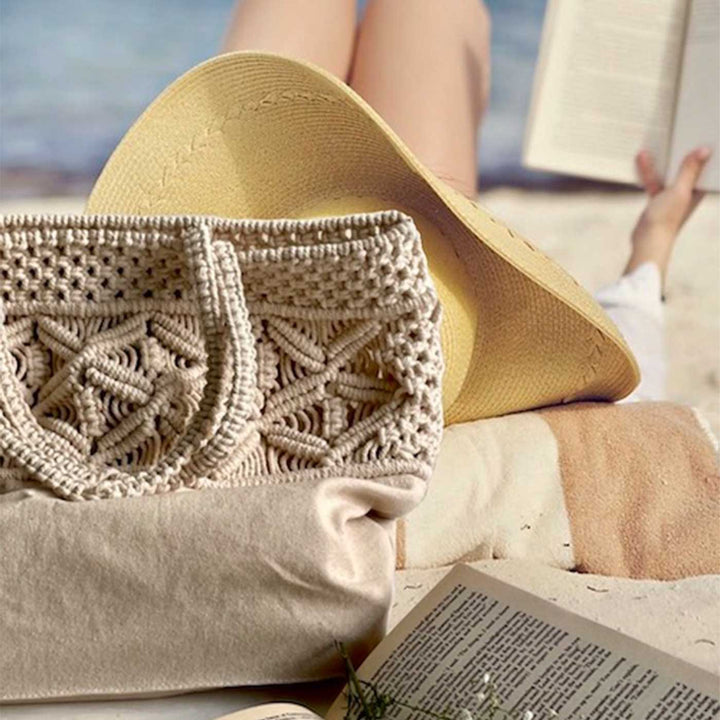 Handmade Macrame Beach Please Tote Bag