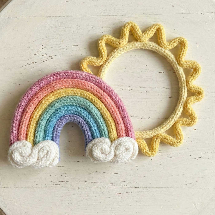Handmade Knitted Wire Rainbow & Sun Hanging For Kids Room Decoration