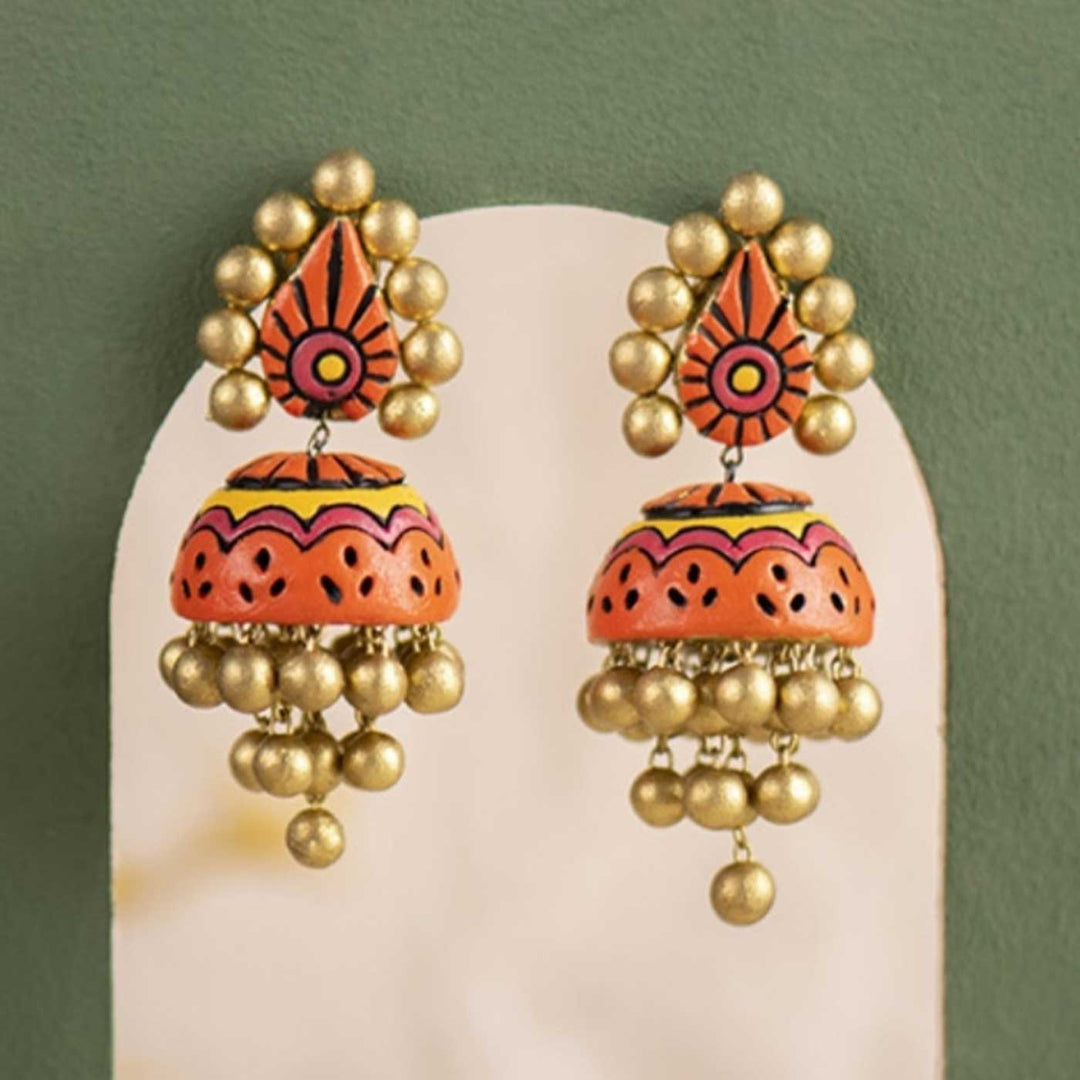 Handmade Beaded Noor Terracotta Earrings