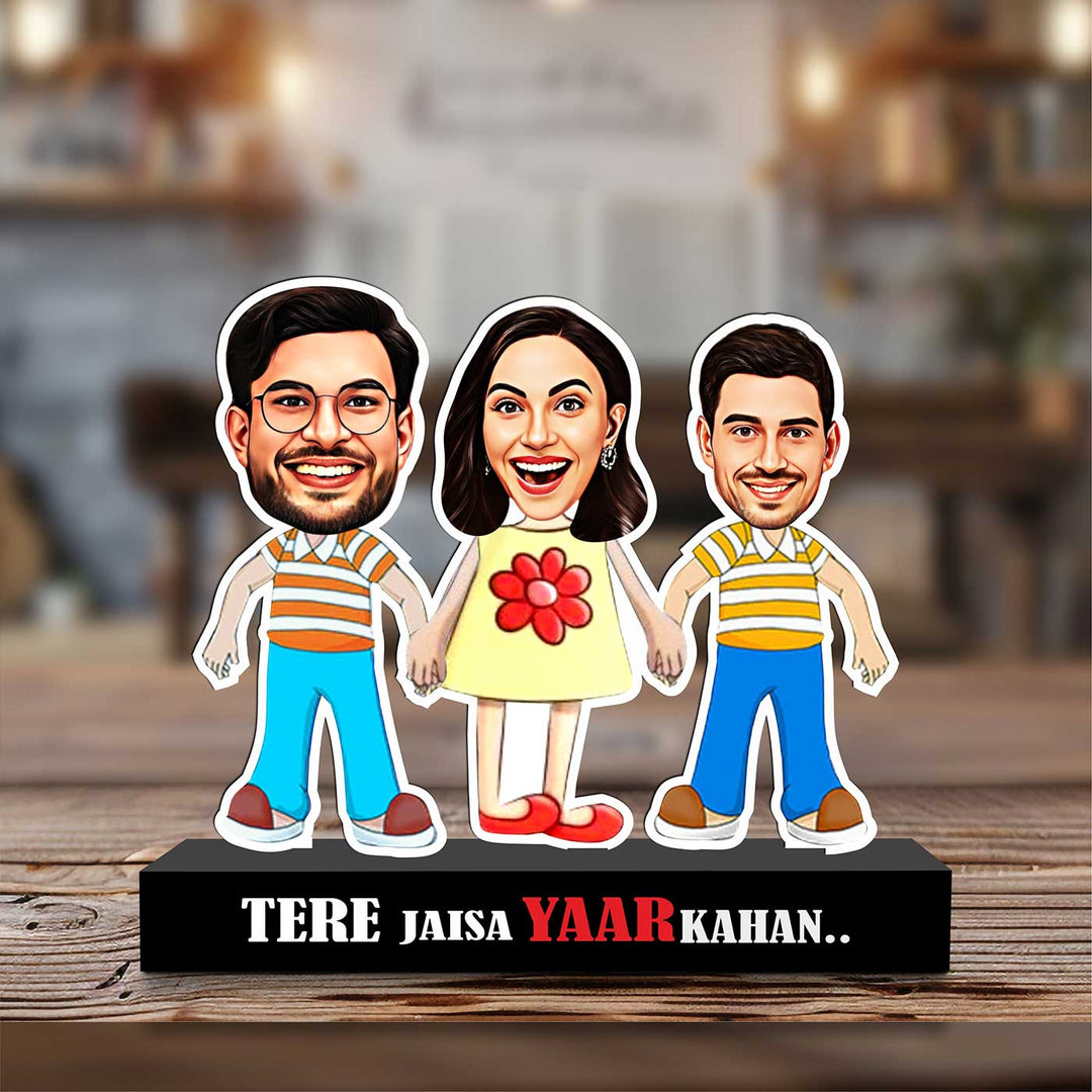 Photo Personalized Printed Siblings Theme Acrylic Caricature Cutout With Stand