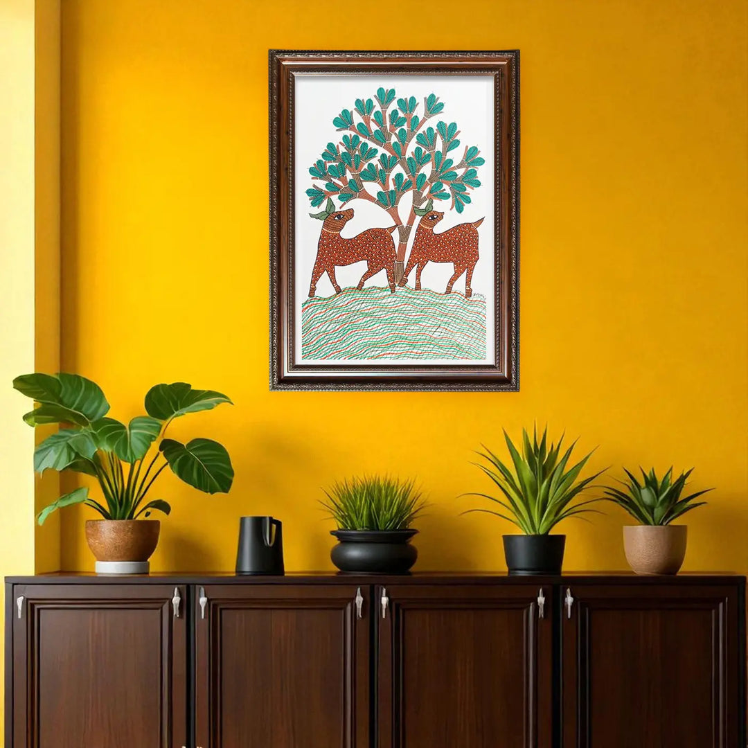 11 x 16 Inch | Nature & Wildlife | Original Hand Painted Tribal Gond Art Painting | Acrylic Paint On Paper