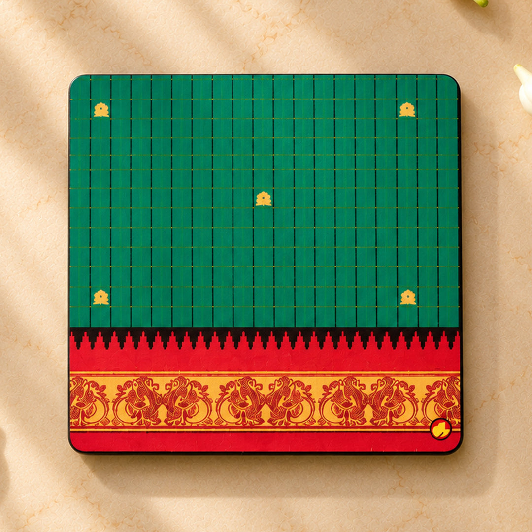 Set Of 6 | Traditional Silk-Inspired Kanchipuram Weaves Coaster Set