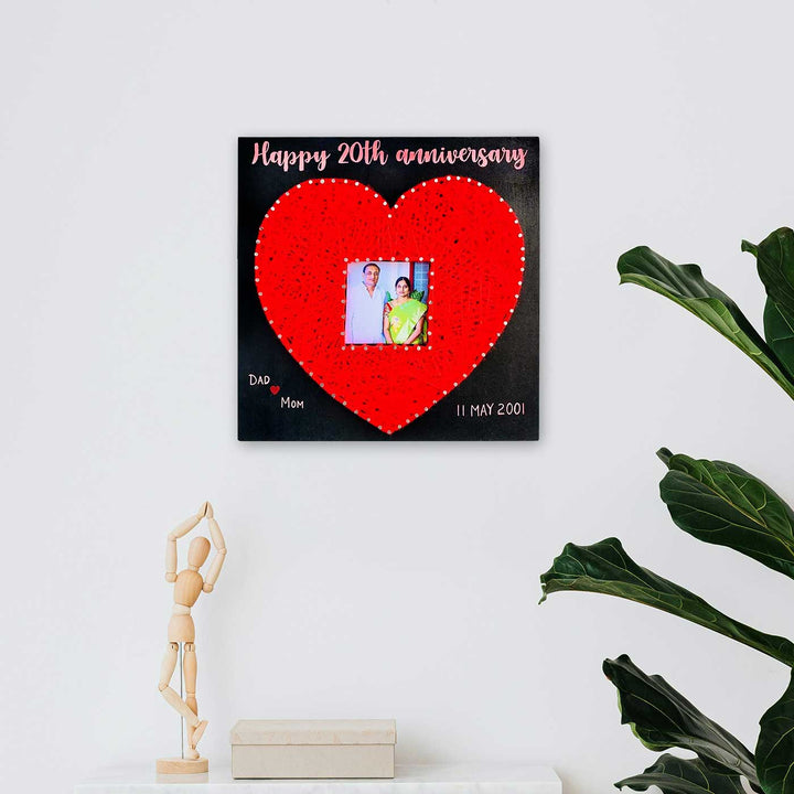 Photo Personalized Handmade String Art Heart Shape Wooden Decorative Plaque