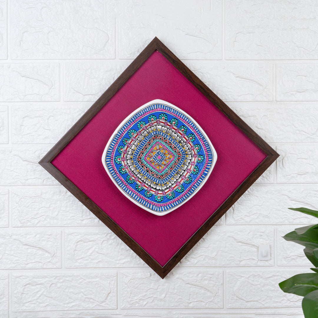 Handpainted Ceramic Wall Plate With Frame