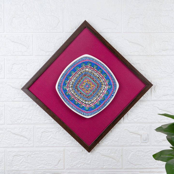 Handpainted Ceramic Wall Plate With Frame