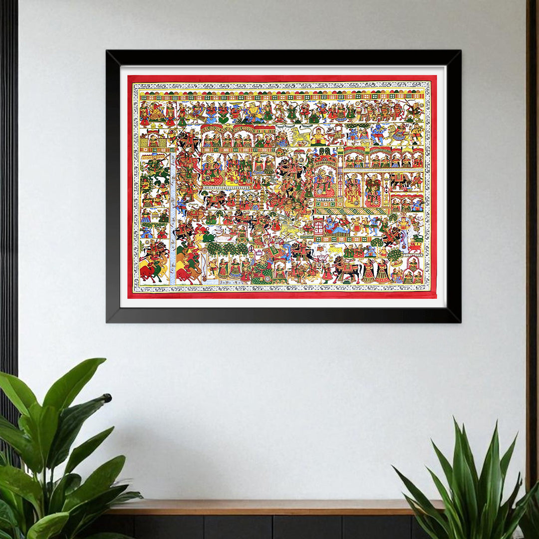 42 X 60 Inch | Story of Pabuji Paper Phad Painting