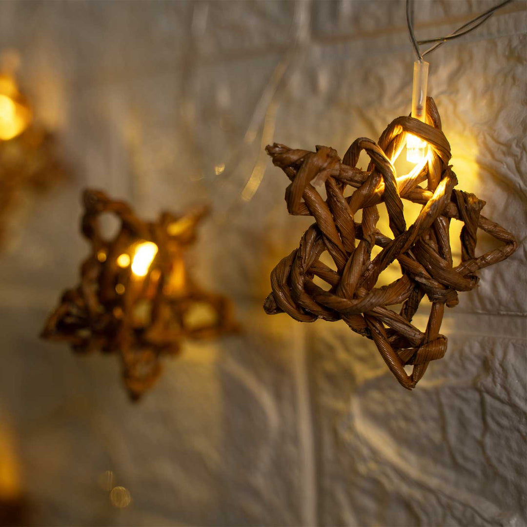 3m, 13 Bulbs | Handmade Banana Rope Star Fairy Lights
