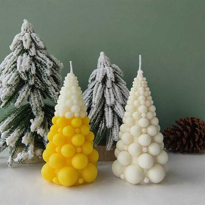 Handmade Bubble Xmas Tree Soy Wax Candle For Christmas Decoration