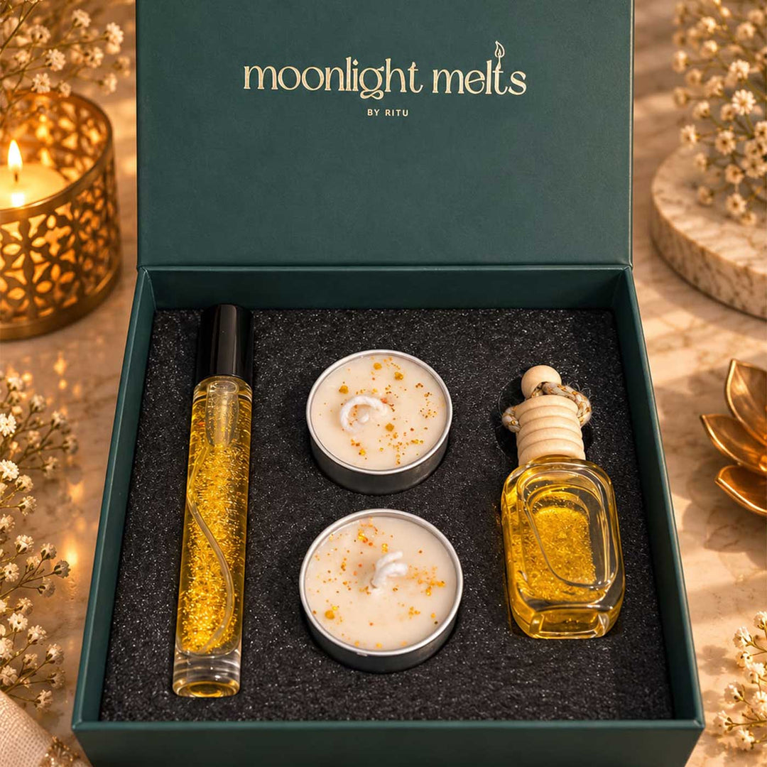 Handmade Soy Wax Tealight & Fragrance Gift Set For Festive Gifting