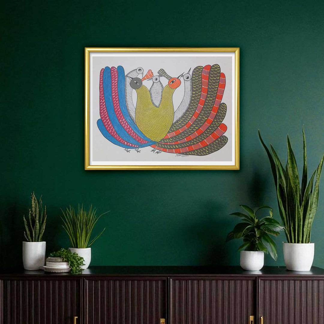 11 x 15 Inch | Colours of Togetherness | Original Hand Painted Tribal Gond Art Painting | Acrylic Paints On Paper