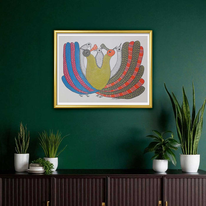 11 x 15 Inch | Colours of Togetherness | Original Hand Painted Tribal Gond Art Painting | Acrylic Paints On Paper