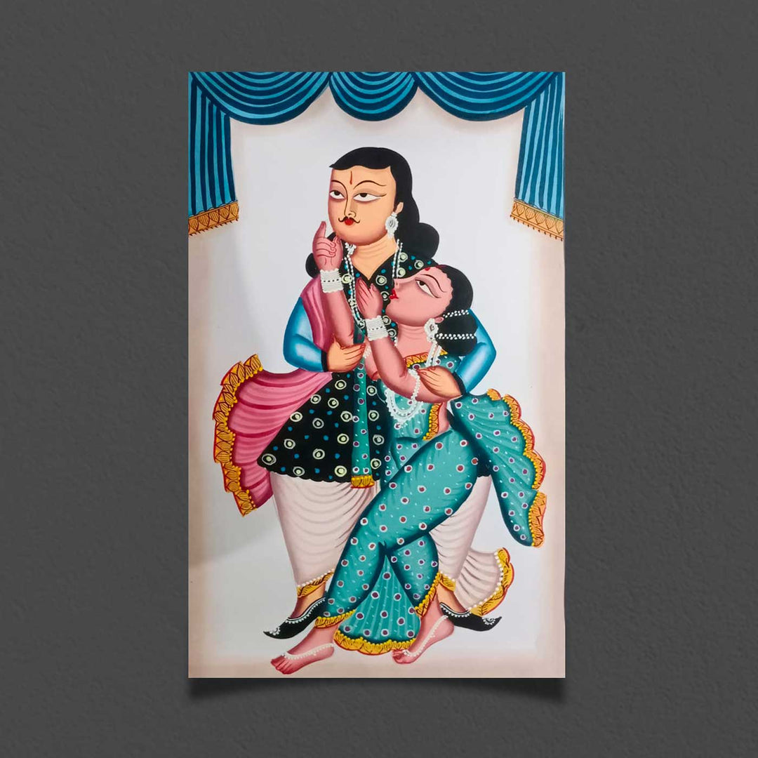 14 x 22 Inch | Sacred Milan | Original Hand Painted Kalighat Painting | Natural Colors On Paper