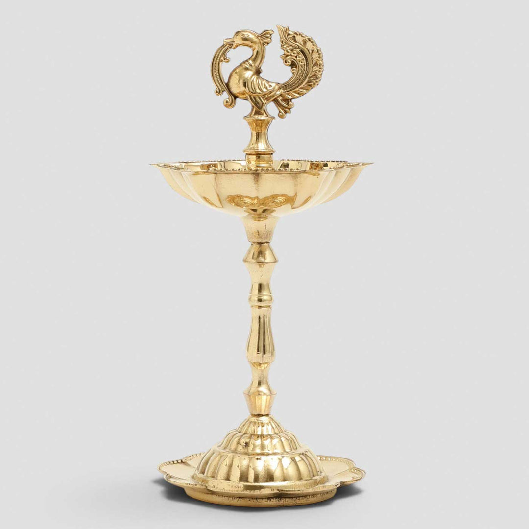 Peacock Brass Oil Lamp Stand For Festive Decor