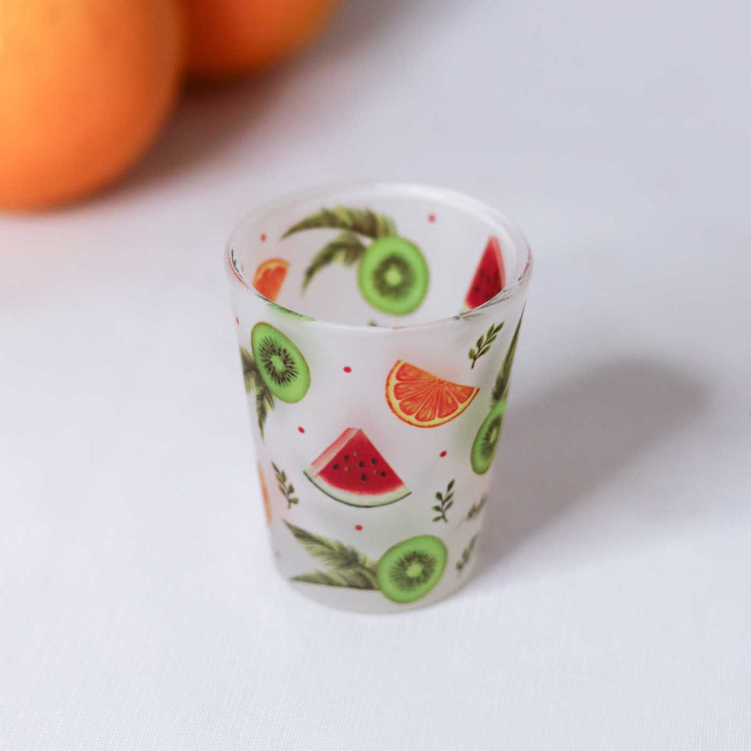 Delicate Print Frosted Shot Glasses I Set of 4