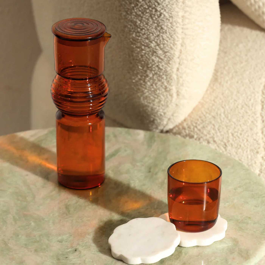 Minimal Coiled Design Glass Carafe And Glasses