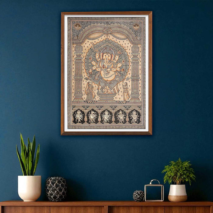 48 X 36 Inch | Handmade Silk Ganesha Painting