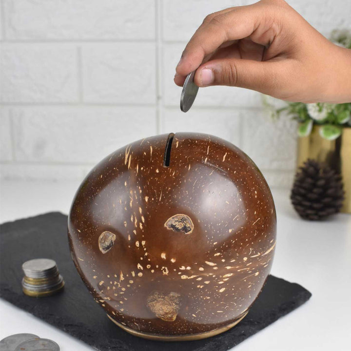 Eco-Friendly Handmade Kids Coconut Shell Piggy Bank