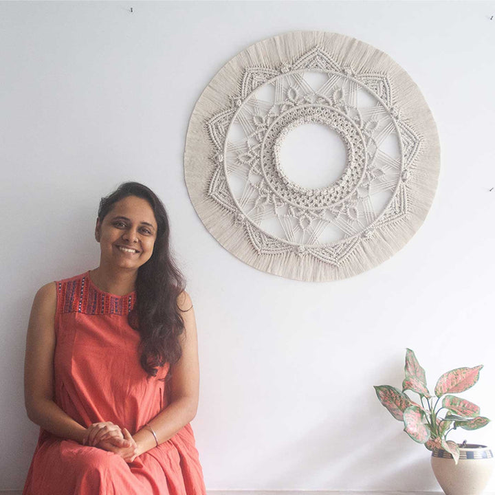 Handmade Macrame Big Mandala Design Coton Wall Hanging
