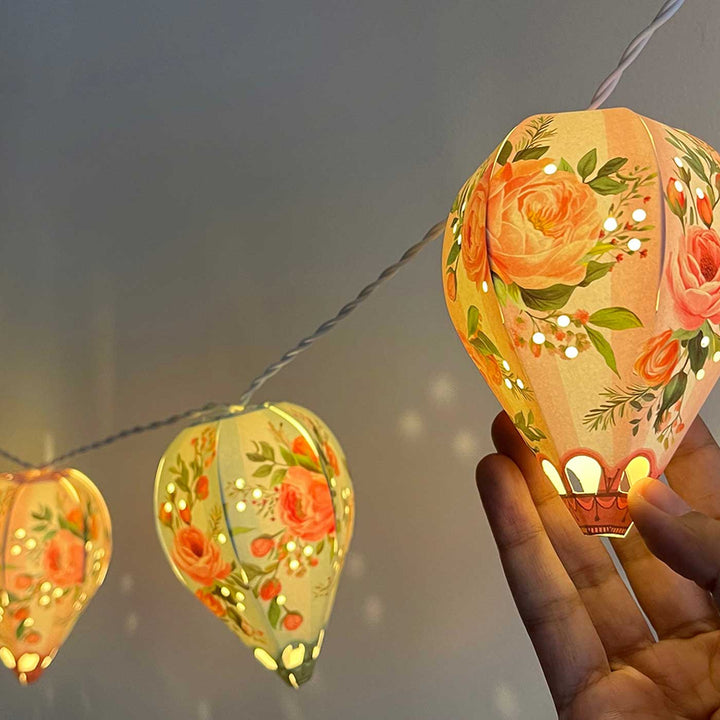 Handmade Floral Mini Hot Air Balloon DIY Paper Fairy Light