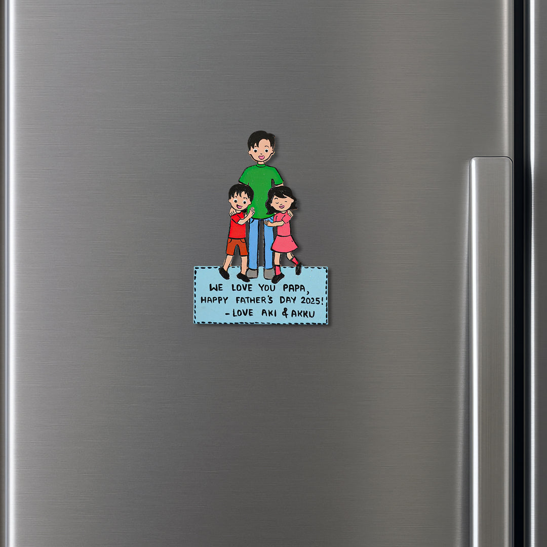 Personalized Caricature Cutout MDF Wood Fridge Magnet For Fathers