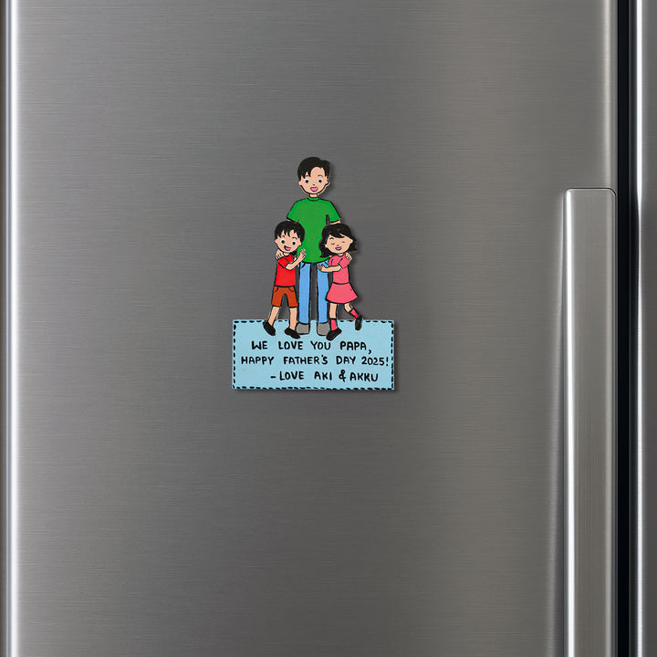 Personalized Caricature Cutout MDF Wood Fridge Magnet For Fathers