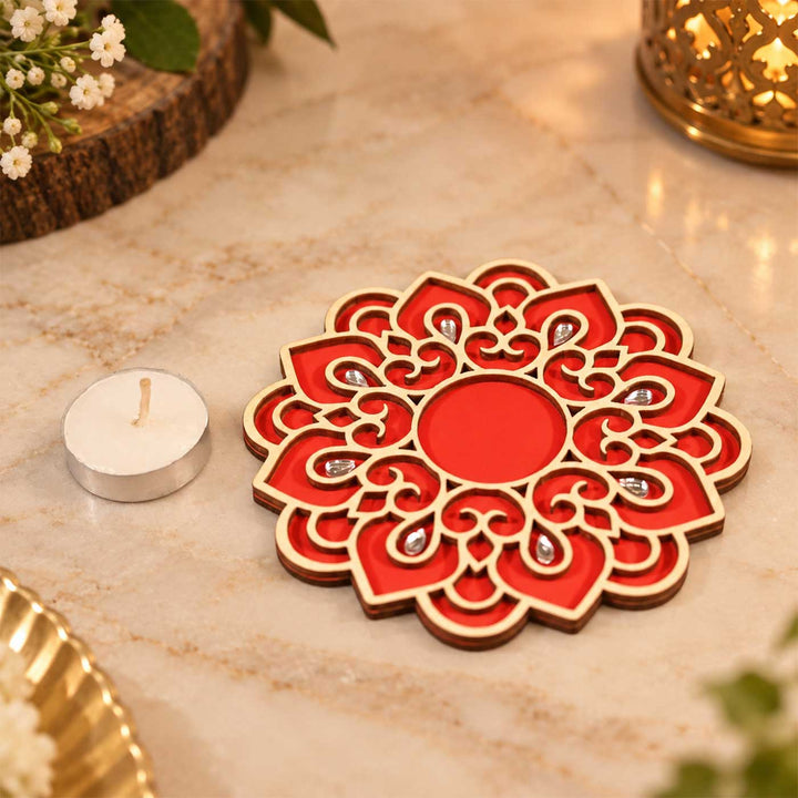 Handcrafted Classic Mandala Layered Wooden Tealight Holder