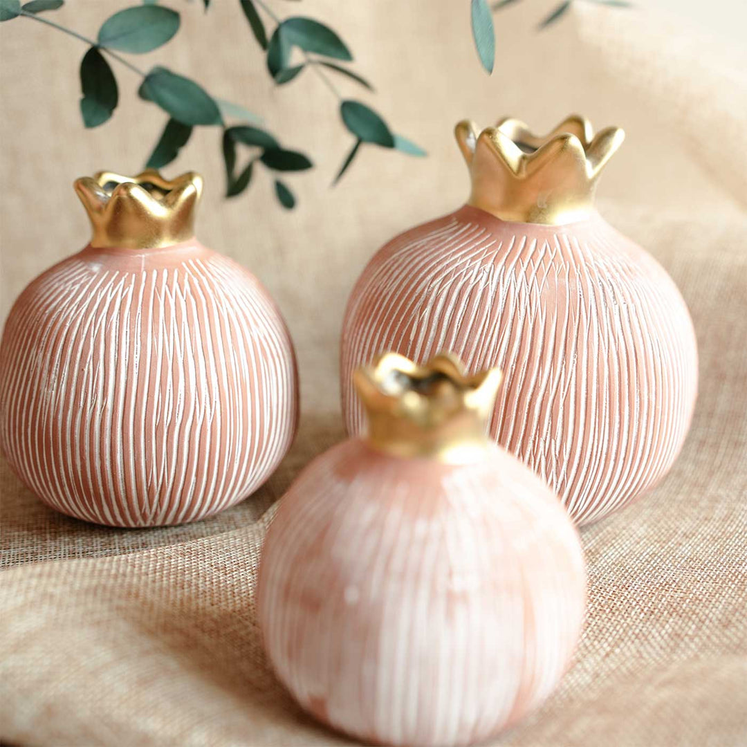 Handmade Pomogranate Jewel Pink Porcelain Vase
